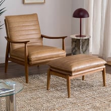 Aldric Genuine Leather Ottoman